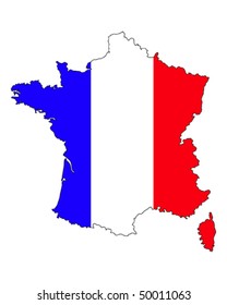 border line of country france filled with the flag of the state