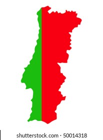 border line of country portugal filled with flag of the state