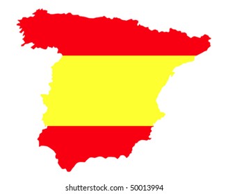 border line of country spain filled with flag of the state