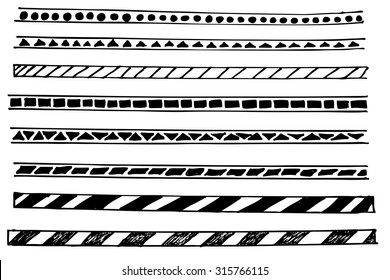 Border Line - Dot, Triangle and Others, isolated on white,
