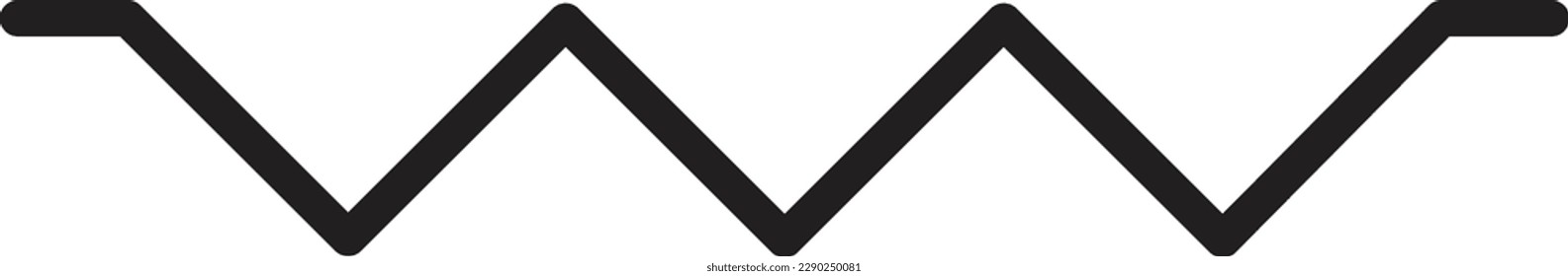 Border line geometric shape element, horizontal zigzag seamless pattern stroke outline illustration