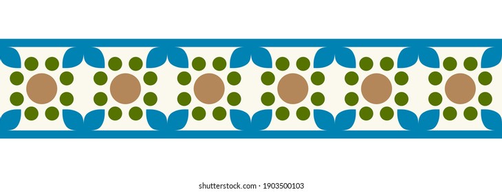 Grenzlinie, nahtloser Hintergrund. Dekoratives Design nahtlose Ziermosaikrahmen-Muster. Islamische, indische, arabische Motive. Abstrakte Blume. Vektorgrafik