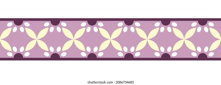 Fondo sin problemas de la línea de borde. Diseño decorativo, sin fisuras, patrón de borde de mosaico ornamental. Motivos islámicos, indios, árabes. Flor folclórica abstracta. Ilustración del vector