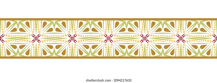 Fondo sin problemas de la línea de borde. Diseño decorativo, sin fisuras, patrón de borde de mosaico ornamental. Motivos islámicos, indios, árabes. Flor folclórica abstracta. Ilustración del vector