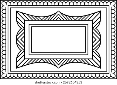 Rahmenliniensatzentwurf in Umrissen. Kollektion dekorativer Rahmenkonturen. Elegantes Rahmen- und Teilerset. Minimale Grenzliniendarstellung. Konturentwurf für geometrischen Rahmen. Zierrahmen Linie Kunst
