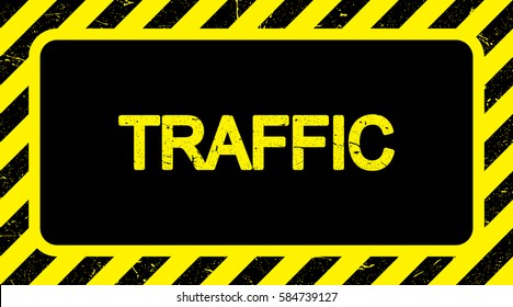 Border with line yellow and black color. Caution sign. Border and text design like Stamp have porous and rough. Warning sign.