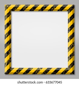 Border with line yellow and black color. Caution sign. The hazard warning for text