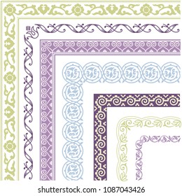 Border, lines ornamental vintage set with corner. Decorative elements for design invitations, frames, menus