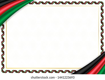 Border made with Afghanistan national colors. Template elements for your certificate and diploma. Horizontal orientation. Vector