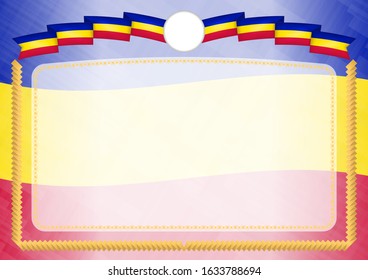 Border made with Andorra national flag. Brush stroke frame. Template elements for your certificate and diploma. Horizontal orientation.