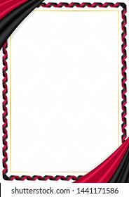 Border made with Angola national colors. Template elements for your certificate and diploma. Horizontal orientation. Vector