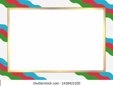 Border made with Azerbaijan national colors. Template elements for your certificate and diploma. Horizontal orientation. Vector