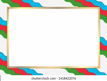Border made with Azerbaijan national colors. Template elements for your certificate and diploma. Horizontal orientation. Vector