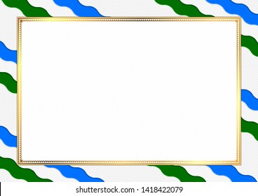 Border made with Bashkortostan national colors. Template elements for your certificate and diploma. Horizontal orientation. Vector