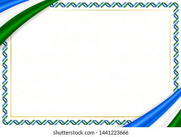 Border made with Bashkortostan national colors. Template elements for your certificate and diploma. Horizontal orientation. Vector