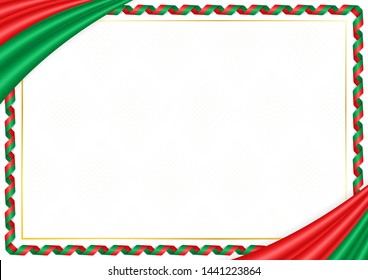 Border made with Burkina Faso national colors. Template elements for your certificate and diploma. Horizontal orientation. Vector