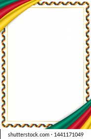 Border made with Cameroon national colors. Template elements for your certificate and diploma. Horizontal orientation. Vector
