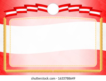 Border made with Canada national flag. Brush stroke frame. Template elements for your certificate and diploma. Horizontal orientation.