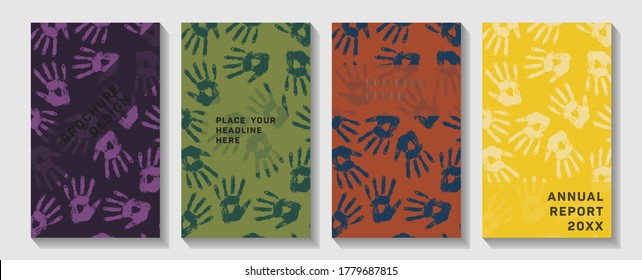 Border made of colored hands. International Human Rights awareness month illustration for global equality and peace with colorful people hands, social diversity concept.