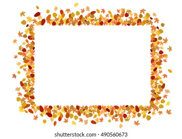 border made of colorful autumn leaves