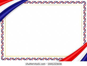 Border made with Croatia national colors. Template elements for your certificate and diploma. Horizontal orientation. Vector