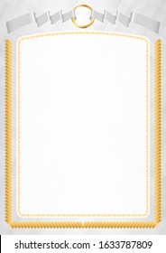 Border made with Cyprus national flag. Brush stroke frame. Template elements for your certificate and diploma. Vertical orientation.