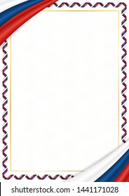 Border made with Czech Republic national colors. Template elements for your certificate and diploma. Horizontal orientation. Vector