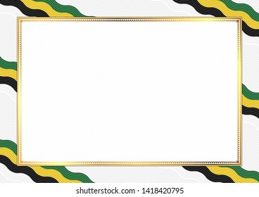 Border made with Dominica national colors. Template elements for your certificate and diploma. Horizontal orientation. Vector