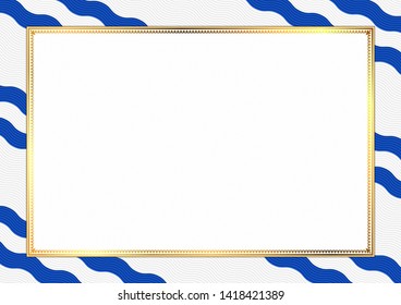 Border made with El Salvador national colors. Template elements for your certificate and diploma. Horizontal orientation. Vector