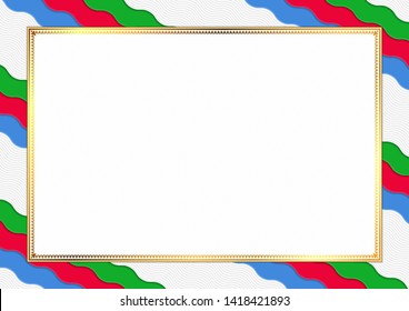 Border made with Eritrea national colors. Template elements for your certificate and diploma. Horizontal orientation. Vector