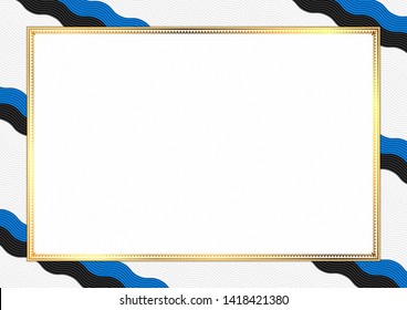Border made with Estonia national colors. Template elements for your certificate and diploma. Horizontal orientation. Vector