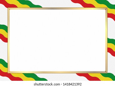 Border made with Ethiopia national colors. Template elements for your certificate and diploma. Horizontal orientation. Vector
