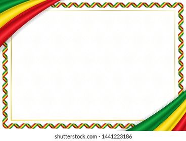 Border made with Ethiopia national colors. Template elements for your certificate and diploma. Horizontal orientation. Vector