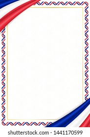 Border made with France national colors. Template elements for your certificate and diploma. Horizontal orientation. Vector