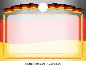 Border made with Germany national flag. Brush stroke frame. Template elements for your certificate and diploma. Horizontal orientation.