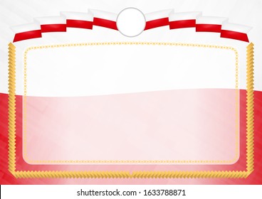 Border made with Gibraltar national flag. Brush stroke frame. Template elements for your certificate and diploma. Horizontal orientation.