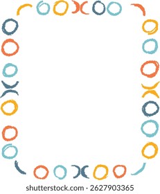 A border made of hand-drawn circles and arcs in a playful style. Circular elements create a whimsical frame pattern. Cartoon vector illustration.