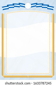 Border made with Honduras national flag. Brush stroke frame. Template elements for your certificate and diploma. Vertical orientation.