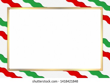 Border made with Iran national colors. Template elements for your certificate and diploma. Horizontal orientation. Vector