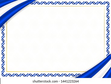 Border made with Israel national colors. Template elements for your certificate and diploma. Horizontal orientation. Vector