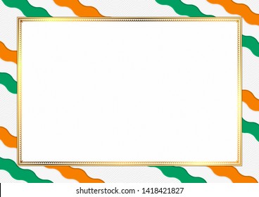Border made with Ivory Coast national colors. Template elements for your certificate and diploma. Horizontal orientation. Vector