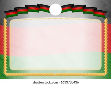 Border made with Kenya national flag. Brush stroke frame. Template elements for your certificate and diploma. Horizontal orientation.