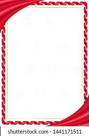 Border made with Kyrgyzstan national colors. Template elements for your certificate and diploma. Horizontal orientation. Vector