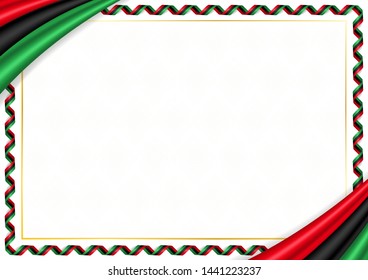Border made with Libya national colors. Template elements for your certificate and diploma. Horizontal orientation. Vector
