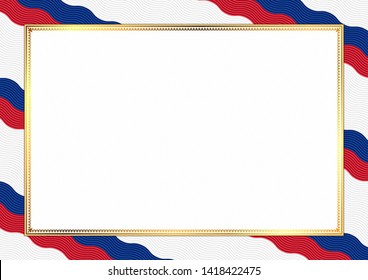 Border made with Liechtenstein national colors. Template elements for your certificate and diploma. Horizontal orientation. Vector