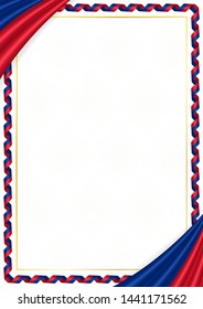 Border made with Liechtenstein national colors. Template elements for your certificate and diploma. Horizontal orientation. Vector