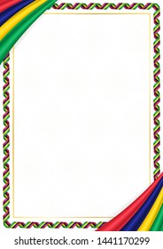 Border made with Mauritius national colors. Template elements for your certificate and diploma. Horizontal orientation. Vector