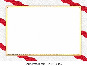 Border made with Monaco national colors. Template elements for your certificate and diploma. Horizontal orientation. Vector