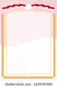 Border made with Monaco national flag. Brush stroke frame. Template elements for your certificate and diploma. Vertical orientation.