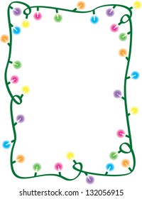 A border made up of a multi-colored string of Christmas tree lights.
